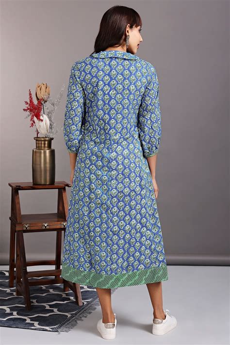drop waist peter pan collar dress - lapis blue & floristan white ...