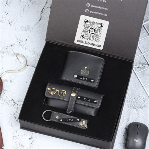 Personalized Leather Name Wallet Eyewear Case and Keychain For Men ...