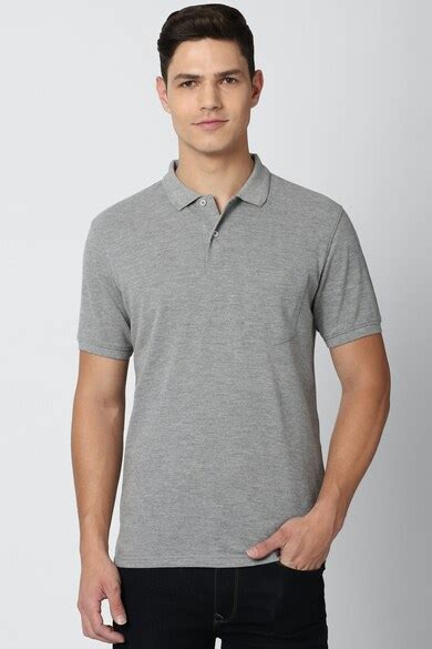 Buy Men Grey Solid Polo Neck Collar T-shirt Online - 689940 | Peter England