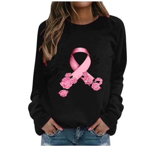 S Buigttklop Womens Breast Cancer Awareness Month Clothes Long Sleeve ...
