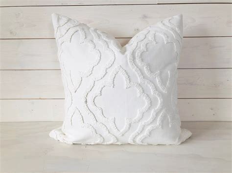 White Textured Cotton Lumbar Throw Pillow Decorative Pillow - Etsy ...