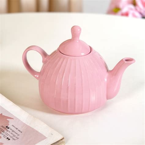 Ambrosia Ceramic Tea Kettle Cup And Saucer Set For 1 Pink Online ...