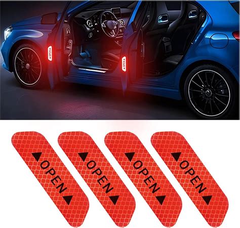 Buy 4PCS Reflective Open Warning Stickers for Car Door, Night ...