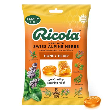 Ricola Cough Drops, Soothing Relief for Dry, Sore Throat, Honey Herb ...