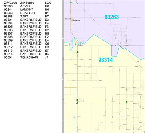 Color Cast Zip Code Style Wall Map of Bakersfield, CA. by Market Maps ...