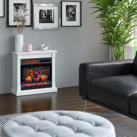 Twin Star Home Wall Mantel Electric Fireplace with 3D Flame Effect ...