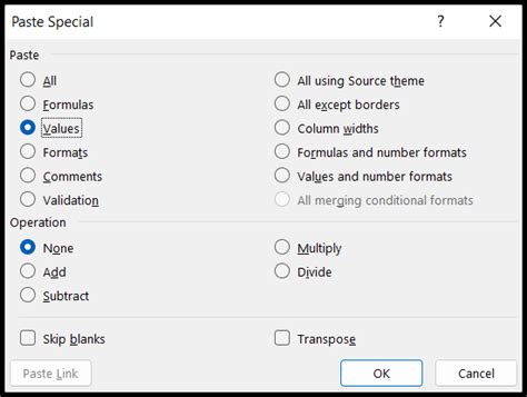 Image result for Excel Paste Selection Values