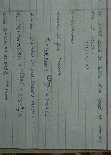 a body travels 200 CM in the first to second and 220 CM in the next 5 ...