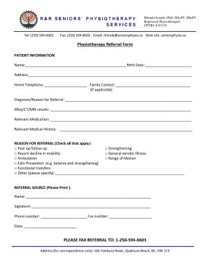 Physiotherapy Referral Form Pdf - Fill Online, Printable, Fillable ...