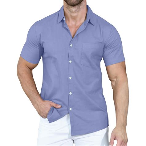Men's Short Sleeve Wrinkle Free Shirt Button Down Casual Summer Dress ...