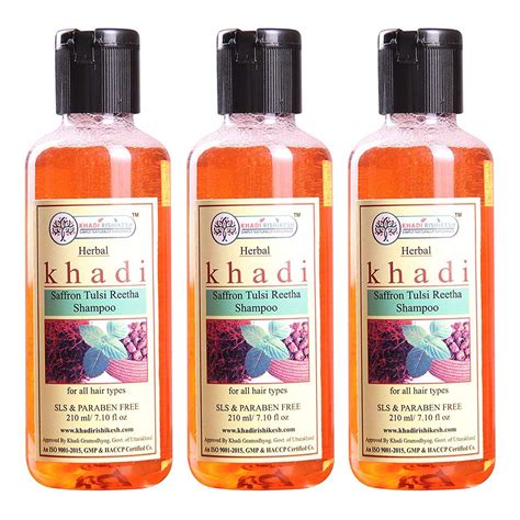Buy Khadi Rishikesh Herbal Saffron Tulsi Reetha Shampoo Combo Set Pack ...