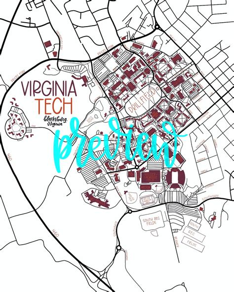 Virginia Tech Campus Map - Etsy