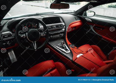 Beautiful Red Interior of a BMW Sports Car. Red Leather Seats and ...