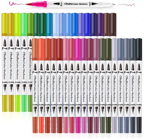 Ohuhu Watercolor Brush Markers, 36 Colors Dual Tips Coloring Brush ...