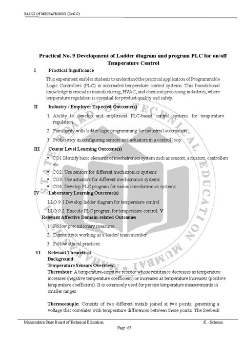 BASICS OF MECHATRONICS (314017) Practical 9: PLC Ladder Diagram for ...