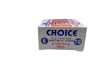 CHOICE 19X6 SS FINISH PHILIP HEAD SHEET METAL SCREW 200 NOS/PACKET ...