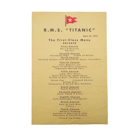 Titanic RMS White Star Line Dining Room Dinner Menu Nautical Decor Gift ...