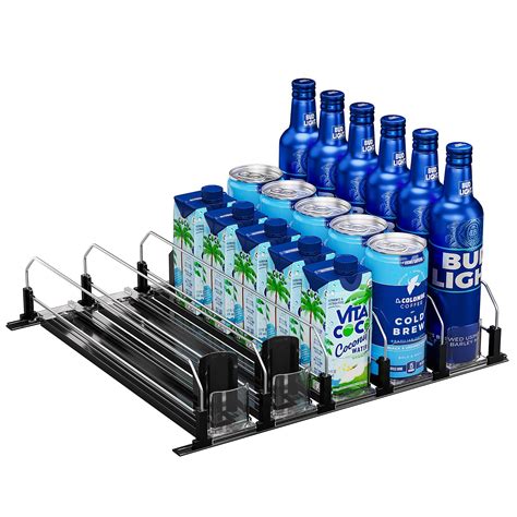 Puricon Drink Organizer For Fridge Pusher Glide Spring Loaded Fridge ...