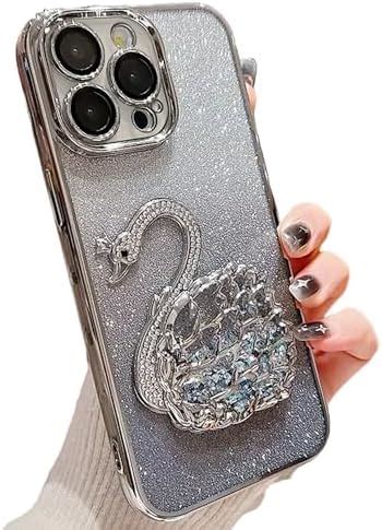 Elzzi Compatible with iPhone 15 Pro Max Case New Rhinestone Swan Cover ...