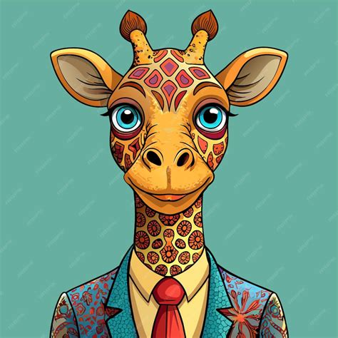 Premium Vector | A cartoon of a giraffe with a tie and a tie