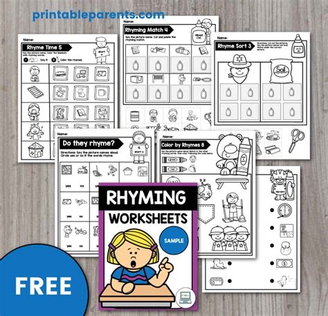 Rhyming Words Worksheets PDF - Printable Parents
