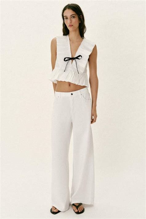 PLEATED RUFFLE TOP WITH BOW - White | ZARA India