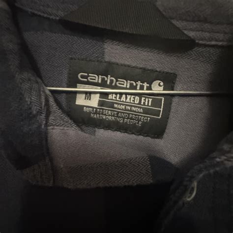 Carhartt black and grey flannel shirt | Depop