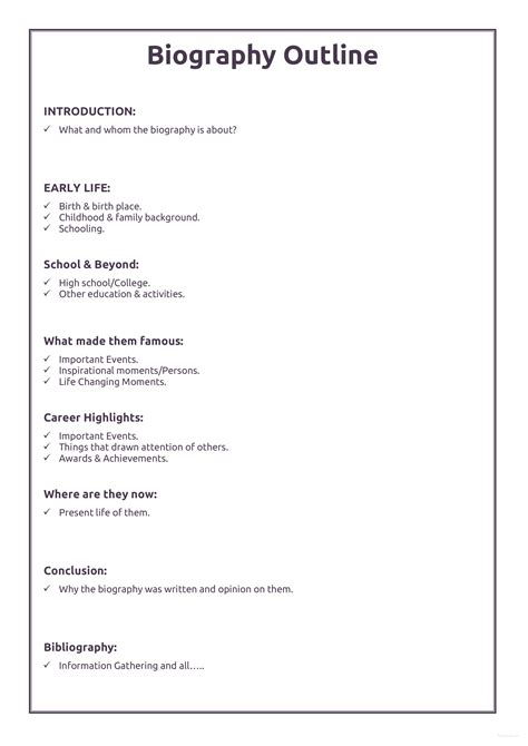 Biography Template Word