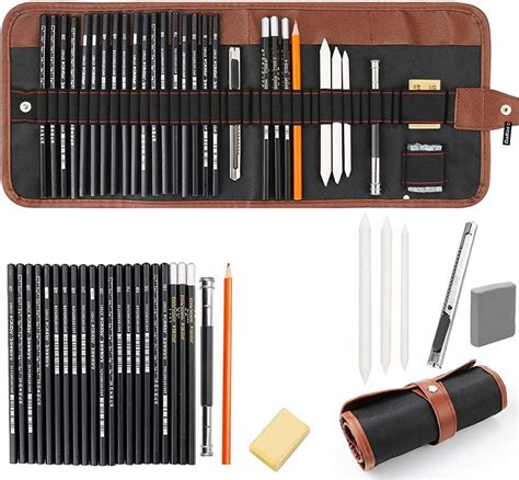 DaKos 30 Pieces Professional Sketching & Drawing Art Tool Kit with ...