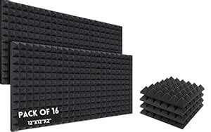 TrueNorth 2 inch Pyramid Acoustic Foam Panels (1x1 Ft) High Density ...