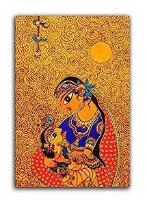 Tamatina Madhubani Canvas Painting-Krishna with Devaki-Religious Canvas ...