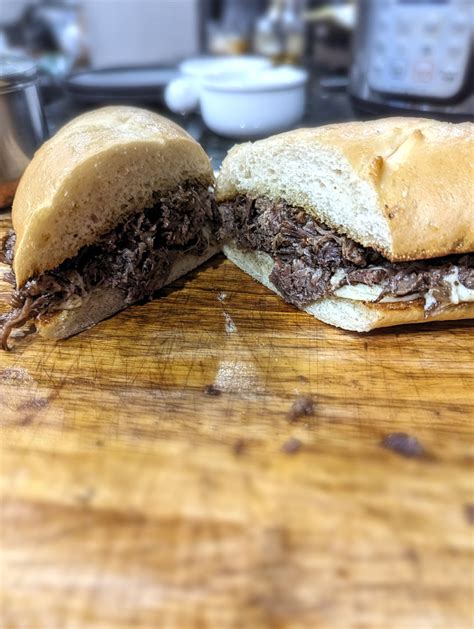 Beef dip with shredded chuck roast. : r/eatsandwiches