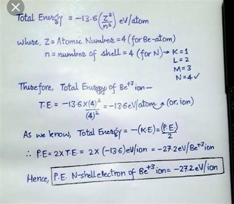 The potential energy of the electron present in the ground state of li2 ...