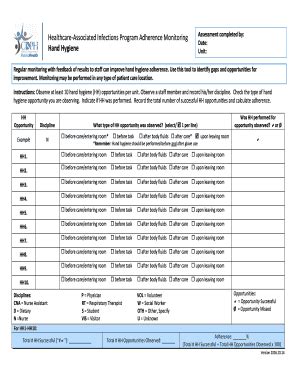 Fillable Online Hand Hygiene Adherence Monitoring Tool Fax Email Print ...