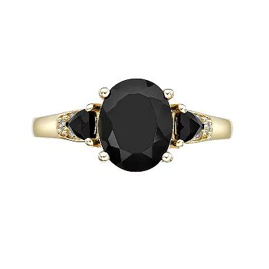 Gemminded 10k Gold Onyx & Diamond Accent Oval Stone Ring
