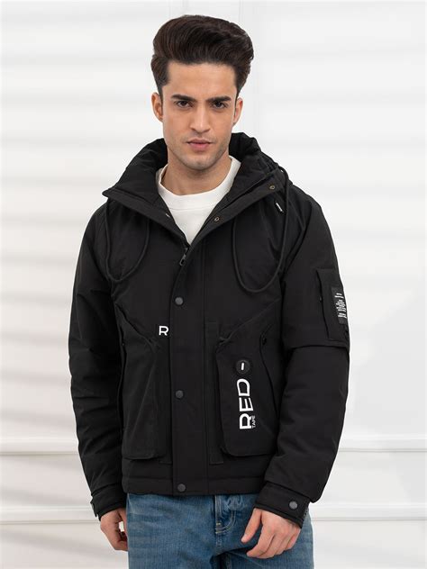 Red Tape black Men's Padded Jacket | All-Season Winter Protection | Redtape