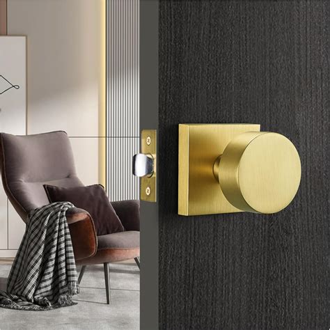 SNBTLA Gold Door Knobs,Passage Modern Satin Brass Door Handles Square ...