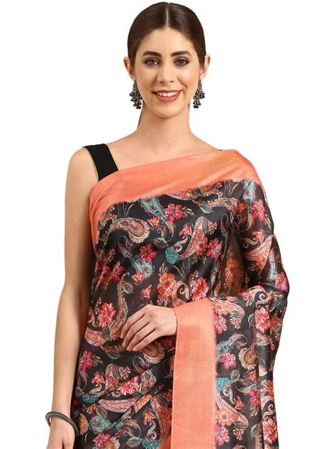 Buy SHANVIKA Women's Art Silk Saree-Trendy Floral Design With Blouse ...
