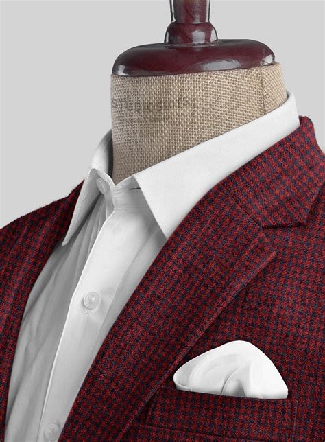 Italian Red Houndstooth Tweed Suit – StudioSuits
