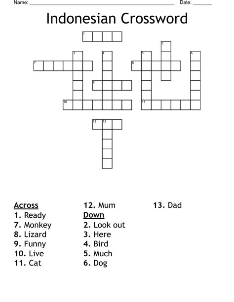 Indonesias Islands Crossword - prntbl.concejomunicipaldechinu.gov.co