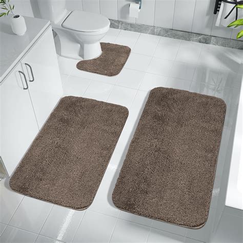 Achiiso Bathroom Mat Set 3 Pieces,Non Slip Bathroom Toilet Mat, Super ...