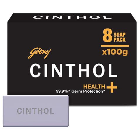 Buy Cinthol Health+ Bath Soap - 100g (Pack of 8) | 99.9% Germ ...