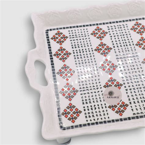 Traditional Ceramic Serving Tray | Alphabets - Grmawit