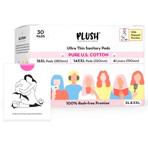 Plush Period Care | 100% Rash Free Cotton Sanitary Pads, Panty Liners