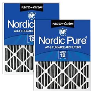 Nordic Pure 16x25x4 (3-5/8 Actual Depth) Pleated MERV 12 Plus Carbon AC ...