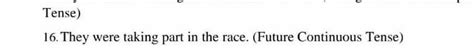 2) They were taking part in the race. (Change into Future Simple ...