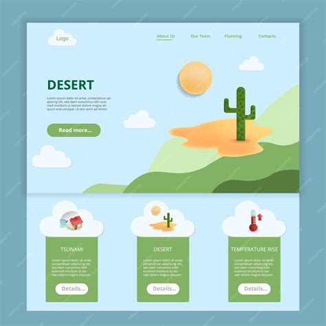 Premium Vector | Desert flat landing page website template tsunami ...