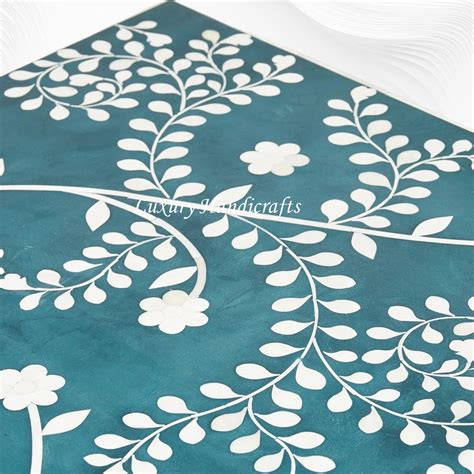 Vine Bone Inlay Desk Teal Green – luxuryhandicrafts.in