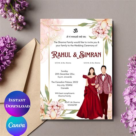 Buy Hindu Wedding Invitation Digital Hindu Reception Invitation Hindu ...