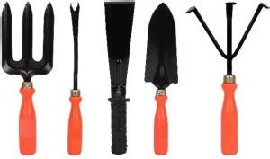 My Garden Tools Set of 5 Trowel, Weeder, Cultivator Fork & 1 Khurpi ...